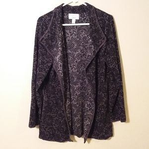 Grid Fleece Printed Cardigan